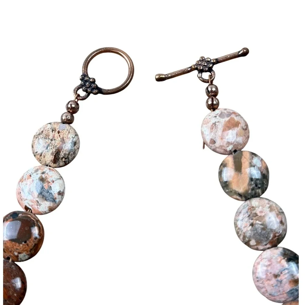 Handmade Red Jasper Statement Necklace‎ Copper Toggle Boho Earthy